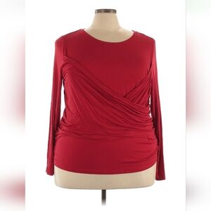 ELOQUII Crimson Long Sleeve Women's Top